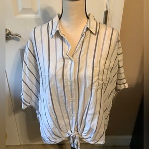 White striped Madewell blouse